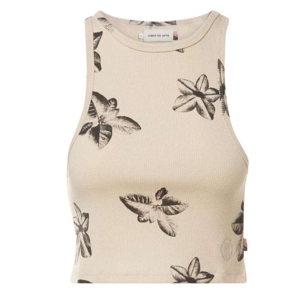 Honor The Gift Floral Cropped Ribbed Stretch Tank Size Large